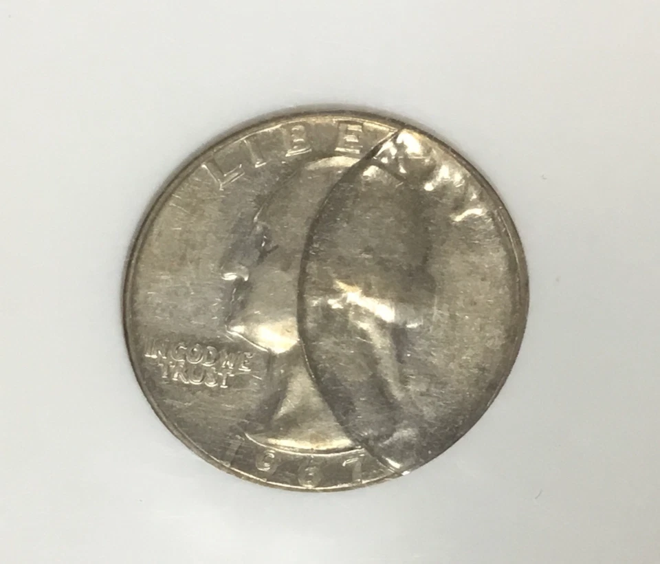 1967 .25c MINT ERROR INDENTED OFF CENTER by FRAGMENT CLAD LAYER From Another 25c - Image 4 of 4