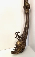 Antique Mongolian Ceremonial Dragon Head Horn Instrument, Brass/Copper 21"
