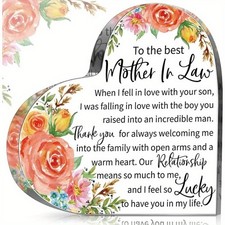 Mom Gift Mother in Law Gift Bonus Mom Gift Acrylic Heart Mothers Plaque Gifts