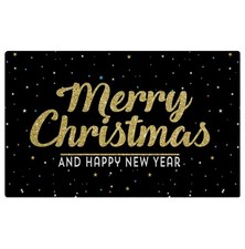 Black and Gold Christmas Door Mat, Merry Christmas and Happy New Year Doormat...