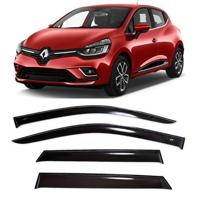 Tape-on Window Visors Rain Guards Fit Renault Clio Hb 2012-2019 Wind Deflectors