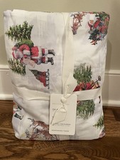 New Pottery Barn Nostalgic Santa California King Cal. Sheet Set