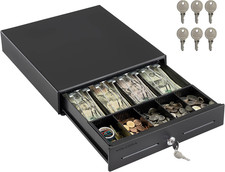 13 Inch POS Cash Drawer 4 Bill 5 Coin Tray RJ11 RJ12 Key Lock 12-24V