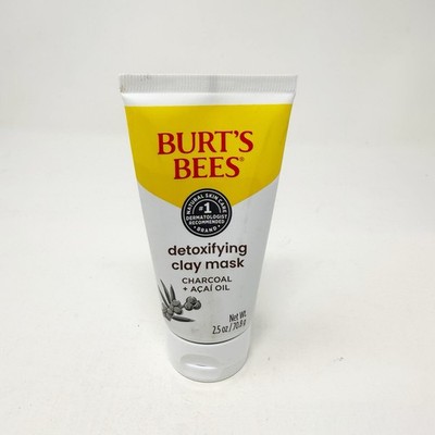 (1) Burt's Bees Detoxifying Clay Face Mask Charcoal & Acai Oil 2.5oz Sealed