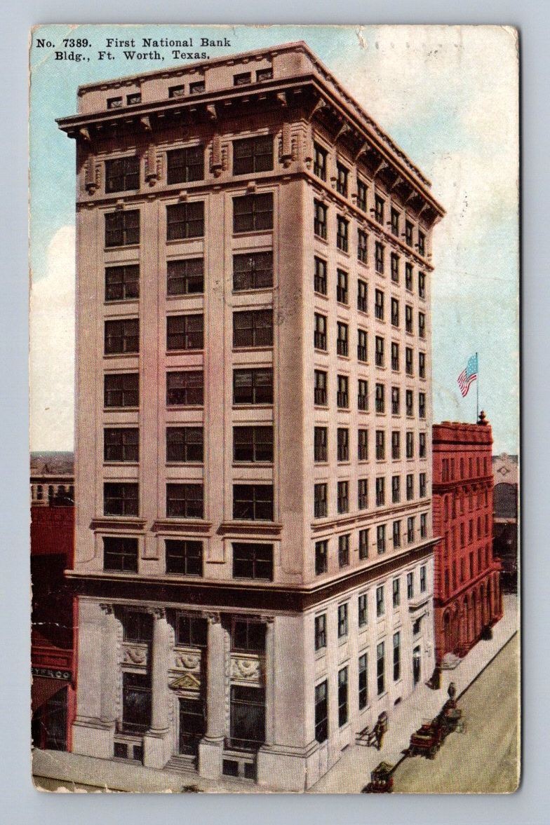 Antique Texas Postcard FT. Worth First National Bank Bldg 1910