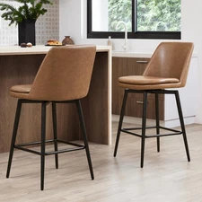 Swivel Bar Stools, 27.2" Counter Height Bar Stools Set of 2, FSC Certified Up...