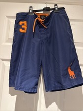 Polo Ralph Lauren Kids Swim Trunks Shorts Orange Blue 3 Large 14-16