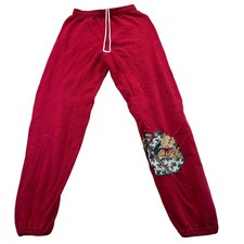 Jerzees Sweatpants Mens M Red Holiday Puppy Gift Box Vintage Made in USA Joggers