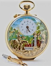Reuge à Sainte-Croix – Prunk Taschenuhr mit Figurenautomat 