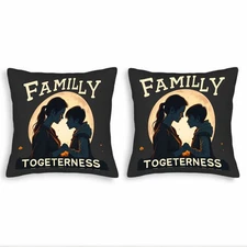 Set of 2 Throw Pillow Covers 18x18in - Family Togetherness Design 