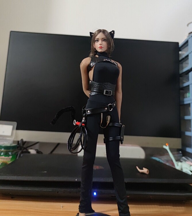 1/6 Scale Female Soldiers Custom Clothes Catwoman DIY Black Color Clothes Suits