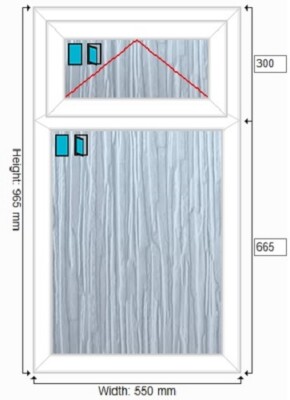 FENSTER UPVC doppelt verglast WEISS Rahmen + Glas + Griff 550 mm (Bx965 mm - Maßanfertigung