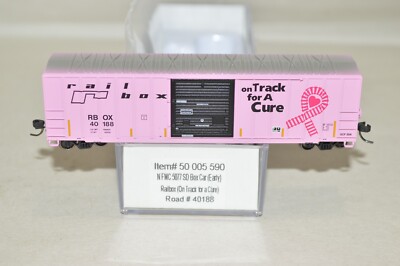 N scale Atlas TTX Railbox RBOX 50' FMC 5077 box car train PINK CANCER CURE
