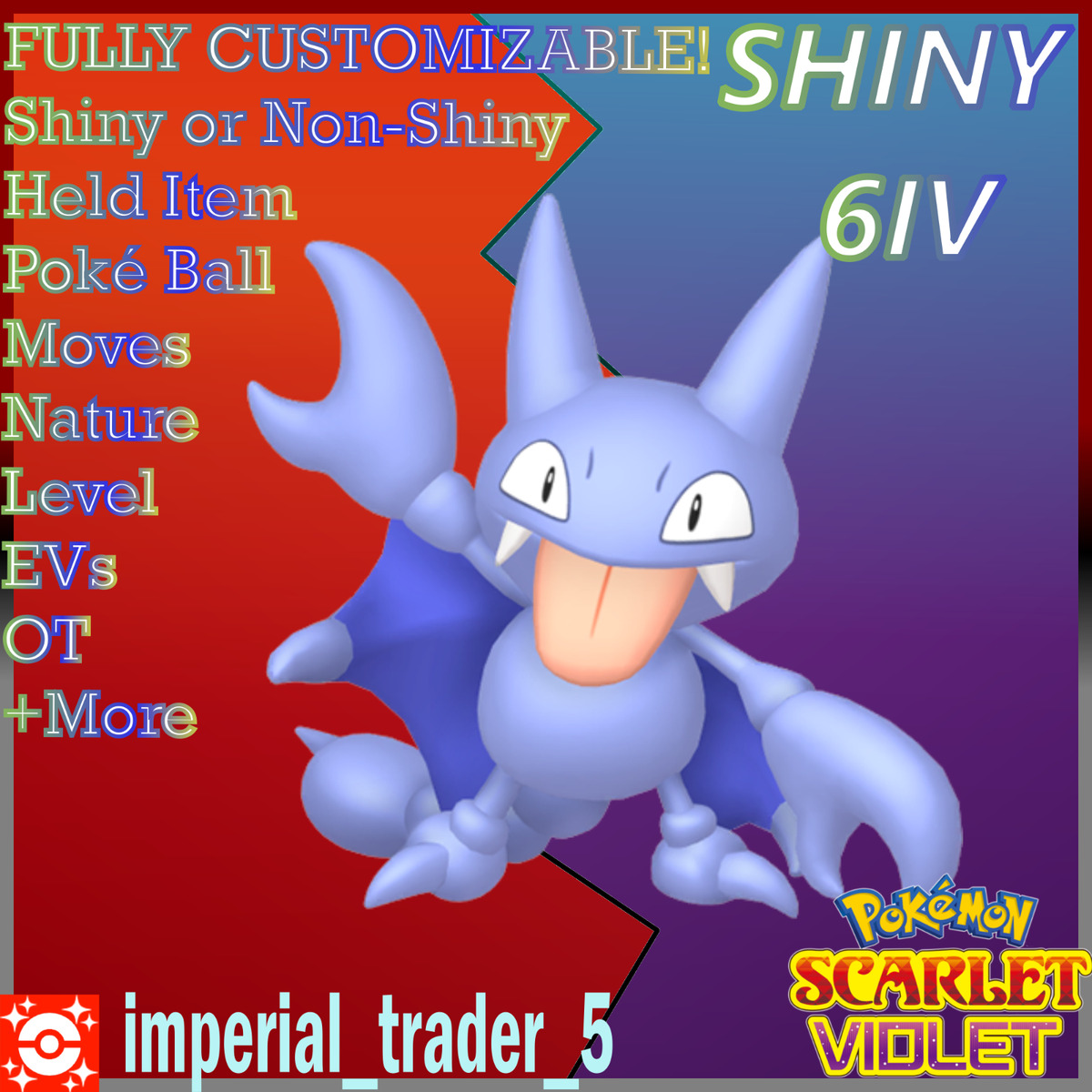 6IV Shiny Gengar Pokemon Scarlet and Violet