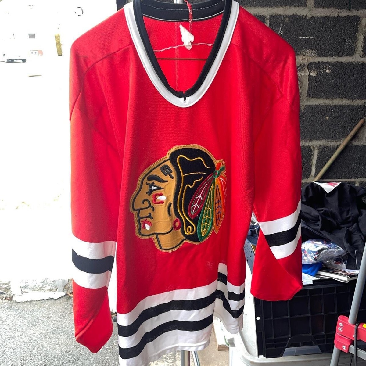 Vintage 90s CCM NHL Chicago Blackhawks Red Mesh Hockey Jersey Mens