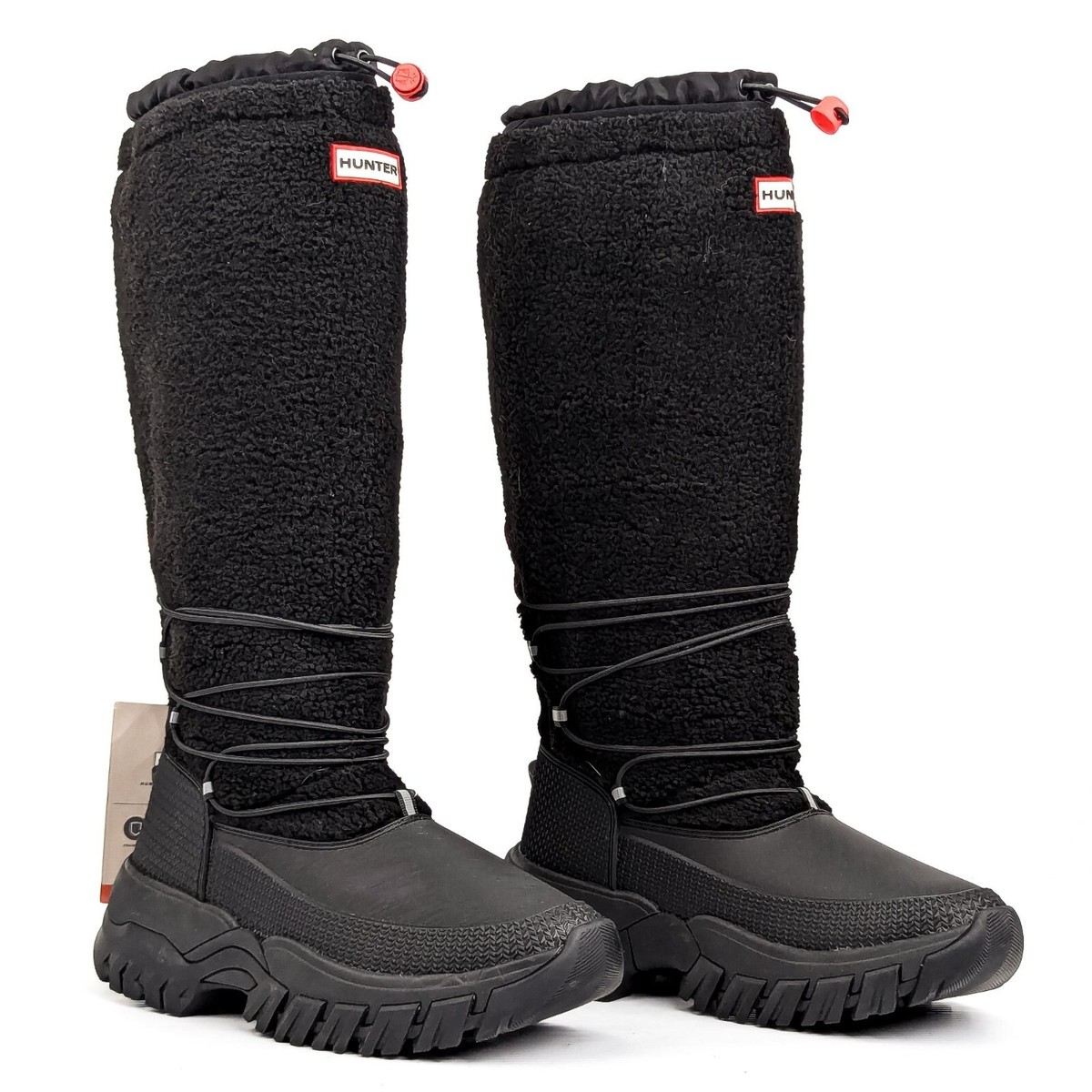 Hunter Women Wanderer Tall Sherpa Black Rubber Snow Tall