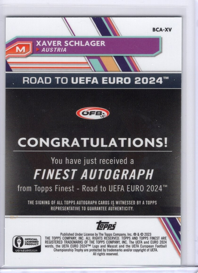 2023-24 Xaver Schlager Topps Finest UEFA Euro Green Wave Refractor