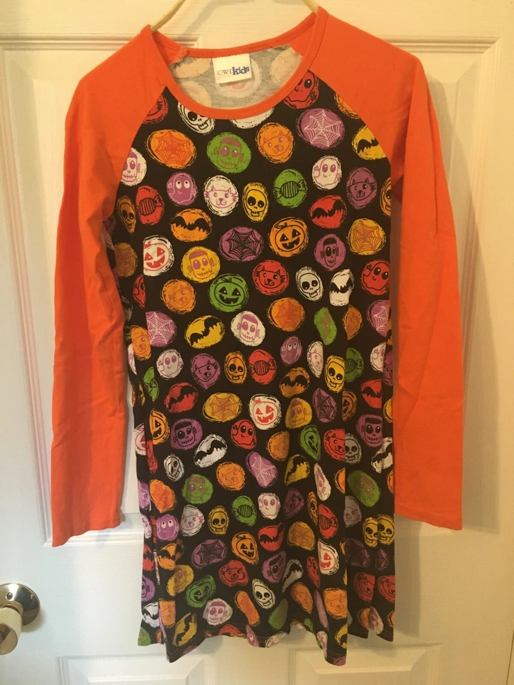 Girls Cotton Halloween Dress Size 7-8 with New Boo Basket Fillers Stickers - Image 2 of 4