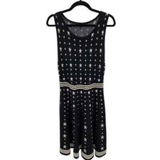 Torrid Sweater Dress Women 1 14/16 1X Black Gold Metallic Star Print Rayon Blend