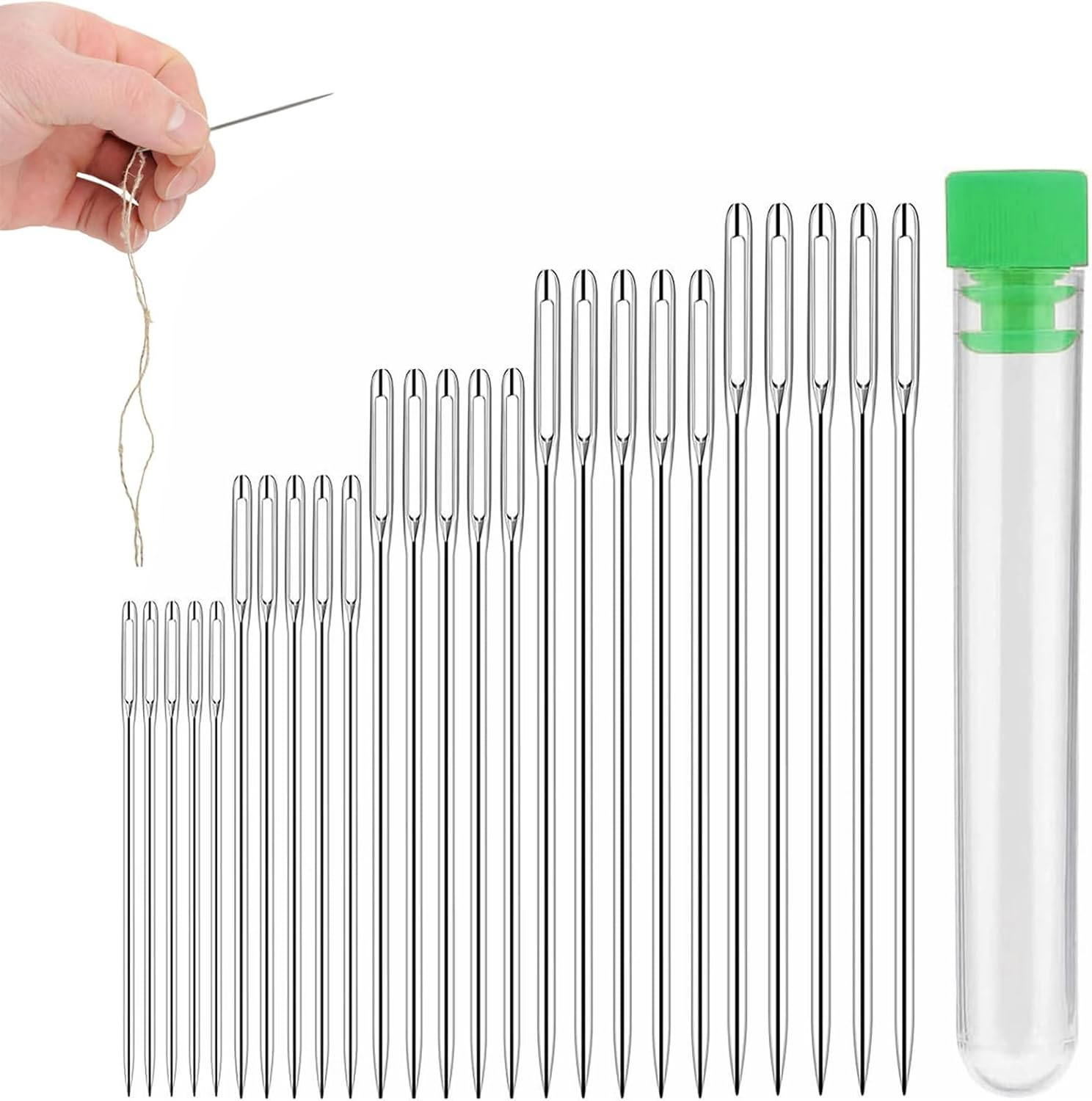 LIAMGUS 25 Pcs Big Eye Hand Sewing, 5 Sizes Sewing Needles, Needles for Sewing,
