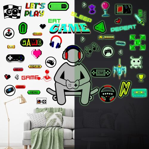 Glow In The Dark Game Wall Decal Video Game Controller Wall Decor for Boys Room - Picture 6 of 7