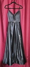 Ladies A-line Evening Gown Black Satin Size Small