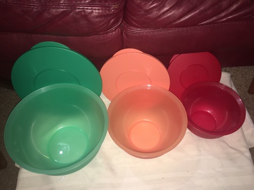 TUPPERWARE Impressions Bowls Set (3) 18-10-5 1/2 Cup-New-Serve Store Popcorn GOR - Picture 6 of 12