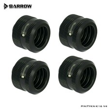 4 Pack Barrow G1/4" to 16mm Hard Tubing Compression Fitting 16mm OD Rigid Black