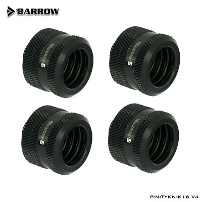 4 Pack Barrow G1/4'' to 16mm Hard Tubing Compression Fitting 16mm OD Rigid Black
