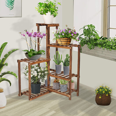 Multi-Tiered Plant Stand Flower Pot Holder for Corner Patio Balcony Court  Garden | eBay