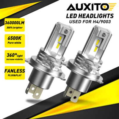 2x H4 9003 LED Headlights Bulbs High Low Beam Conversion Kits 6500K Bright White