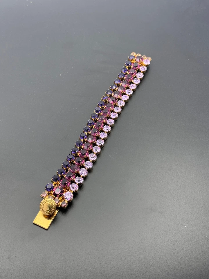 Coach Vintage Multicolor 3 Strands Royal Purple Lilac Swarovski Crystal Bracelet - Image 3 of 4