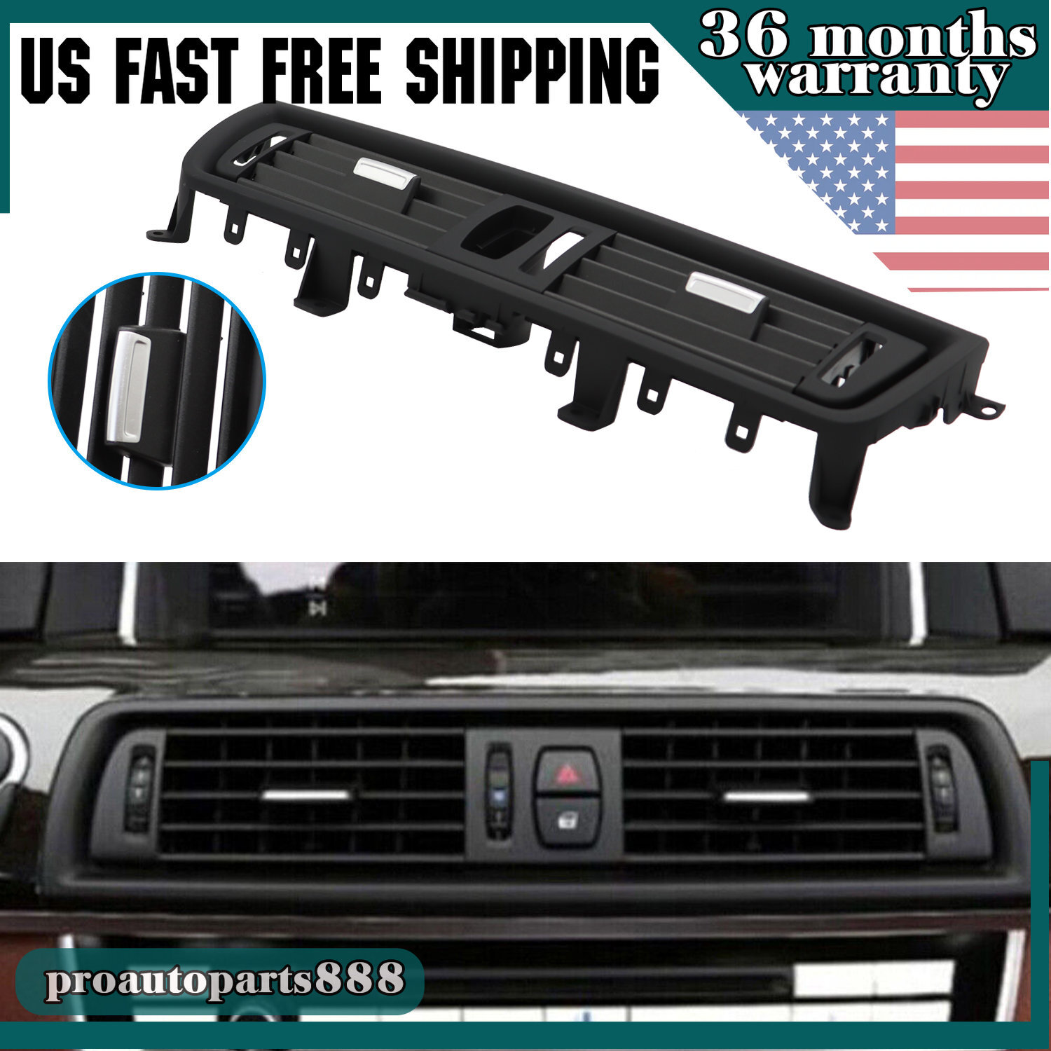Front Center Air Vent Grille For BMW F10 F11 5 Series – Replacement Part #64229166885