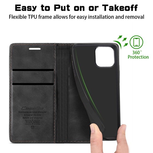 For iPhone 14 13 12 Pro Max SE 8 7 Case Magnetic Flip Leather Case RFID Cover - Picture 34 of 71