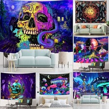 Violet Light Tapestry Skull Wall Hanging Throw Blanket Mat Bedroom Bedspread Art