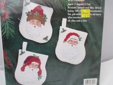 VTG Bucilla Mini Santa Stocking Silk ribbon embroidery kit Christmas stocking 