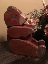 VINTAGE Handmade SOLID WOOD TEDDY BEAR LARGE 11.5  