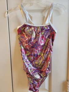 NWOT Girl's Lizatards Pink and Purple Floral Gymnastics Leotard Child Large CL