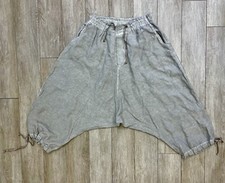 Designer Gilda Midani Gray Linen Harem Parachute "Y" Drawstring Pants