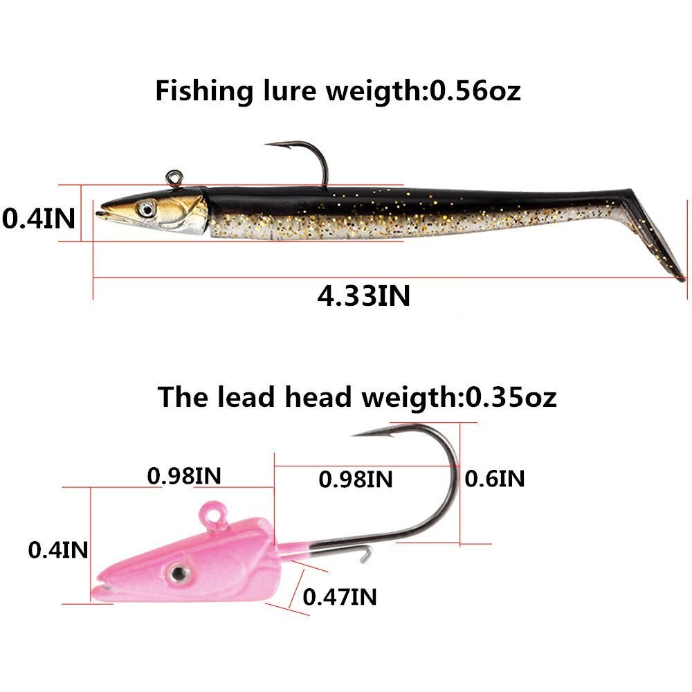 Soft Swimbaits Silicone Fishing Lures Rigged Lead Head Jigs Soft Lure Bass Swim - Image 2