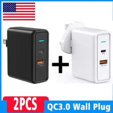 2PACK 36W Fast Quick Charge QC 3.0 USB Hub Home Wall Charger Power Adapter Plugs