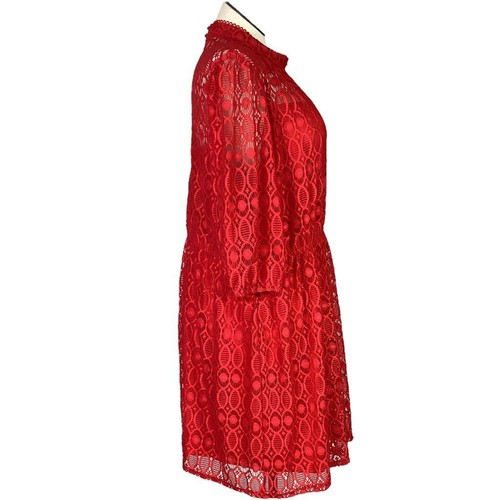 Lane Bryant Dress Womens 24P Petite Holiday Red Lace 3/4 Sleeves High Neck - Picture 6 of 9