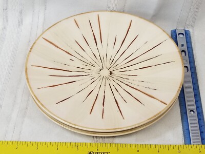 2 Pier 1 Sanctuary Stoneware Salad Plates Brown Starburst 8.25 