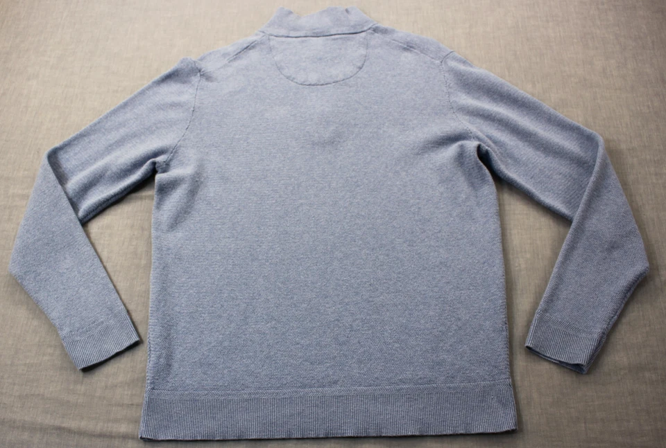 Jos A Bank Reserve Mens Blue Cashmere Blend 1/4 Zip Mock Neck Waffle Sweater L - Image 3 of 3