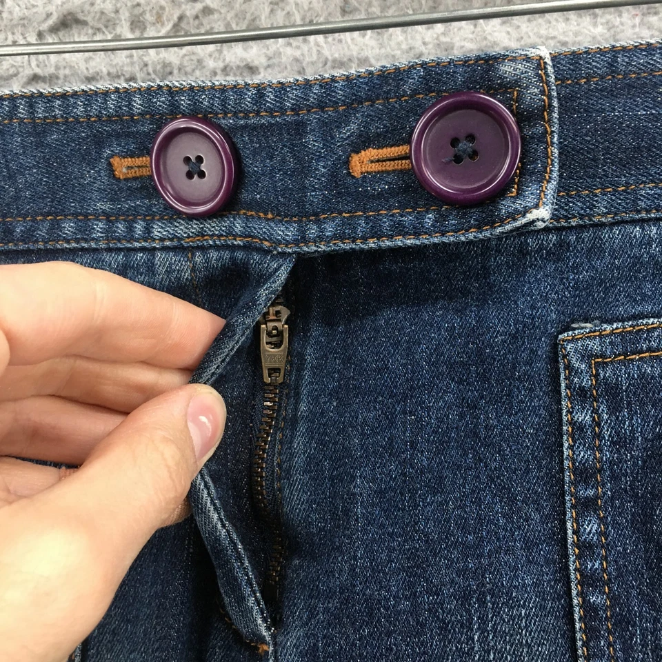 Falda vaquera Ann Taylor línea A para mujer 2 (actual 28X16) azul denim elástico cremallera mosca Foto 3 de 4