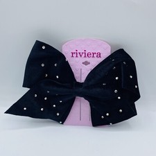 Riviera Black Velvet Emellished Large Bow Hair Clip New