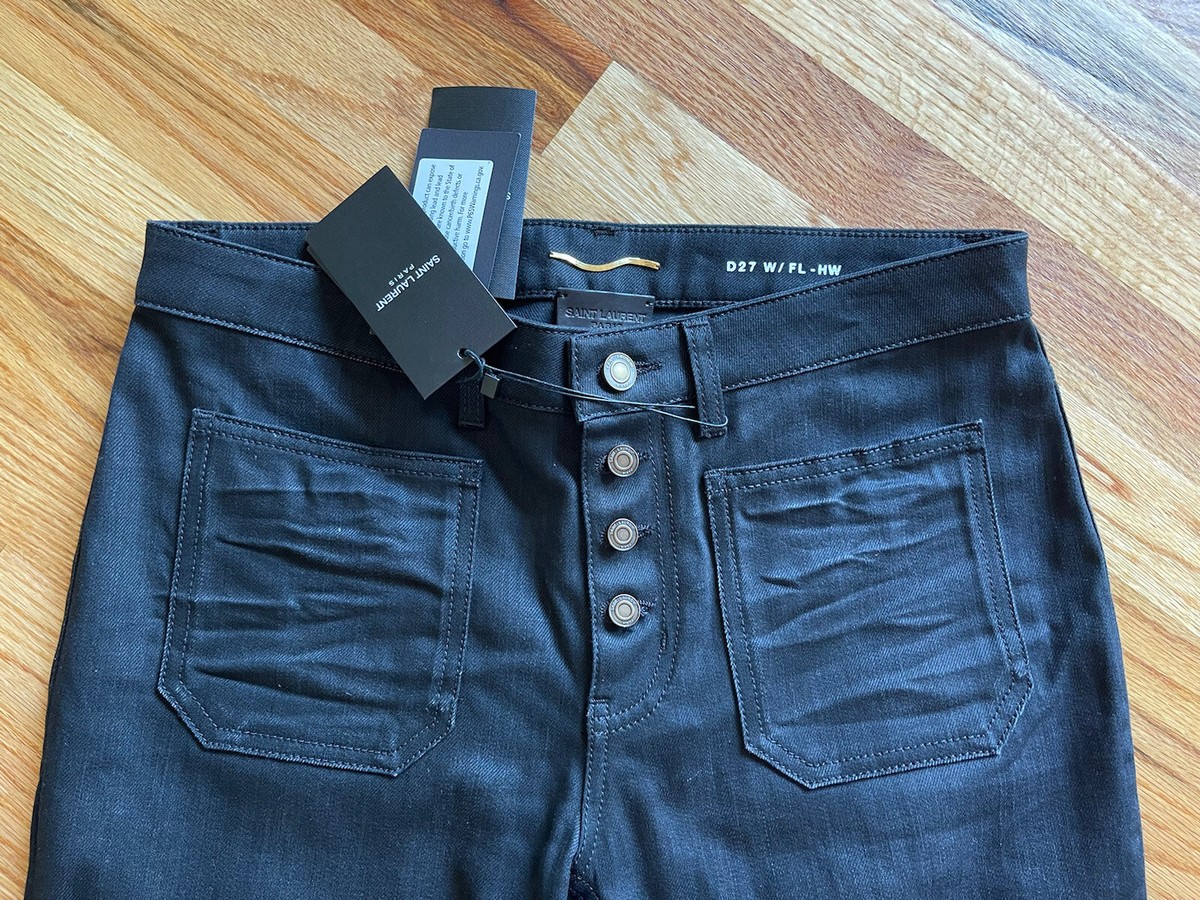 NWT Saint Laurent Womens flare jeans front pockets Size 26