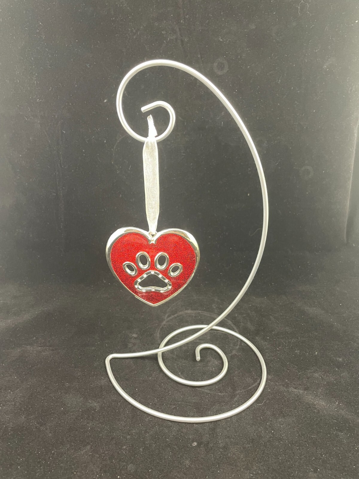 1 HARVEY LEWIS HEART DOG PAW PRINT SWAROVSKI CRYSTALS CHRISTMAS HOLIDAY ORNAMENT