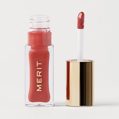 MERIT Liquid Lip Gloss, Coral Shade MARRAKECH Shine Effect, Glossy Shiny Finish
