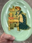 Vintage Fire King Jadeite Oval Serving Platter Jane Ray 12" x 9”